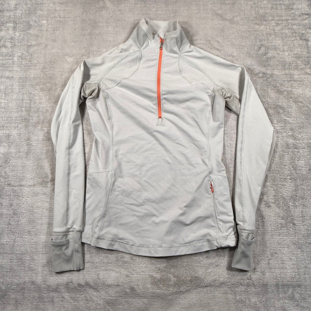 Lululemon Sweater Women 6 Grey Striped  Half Zip Pullover Thumbhole Running Golf